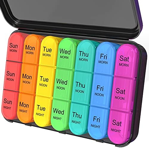 Daviky Pill Organizer 3 Times a Day, Weekly Pill Organizer 3 Times a Day, Pill Box 7 Day, Pill Cases Organizers 7 Day, Daily Pill Box Organizer, Medicine Organizer to Hold Vitamins and Medication