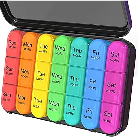 Pill Organizer 3X a Day, Weekly Pill Organizer 3 Times a Day, Pill Box 7 Day, Pill Cases Organizers 7 Day, Daily Pill Organizer Travel, Daviky Medicine Pill Organizer to Hold Vitamins and Medication Cover