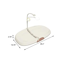 Skip Hop Baby Changing Pad Nursery Style Wipe-Clean Contoured with Cushioned Foam, Non-Skid Base, Built-in Safety Belt & Tuck-Away Toy Bar Fits Standard Changing Tables, Oat