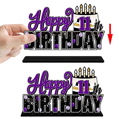 Lingteer Happy 11Th Birthday Purple Acrylic Table Topper Centerpieces Set - Cheers To Eleven Years Old Birthday 11Th Bday Party Gift Decorations. #TOP3