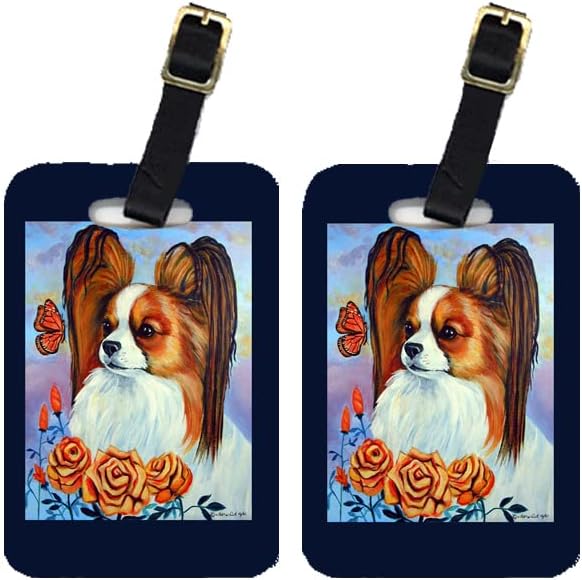 Caroline's TreasuresCarolines Treasures 7039BT Papillon In The Roses Luggage Tags44; Pack - 2