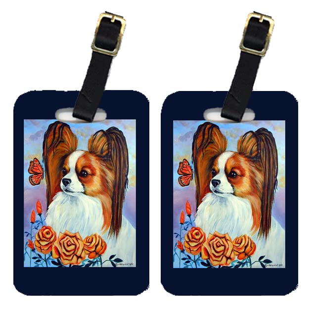 Caroline's TreasuresCarolines Treasures 7039BT Papillon In The Roses Luggage Tags44; Pack - 2
