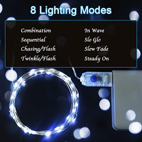 Etopgo USB Fairy Lights 5M/16Ft 50 LED Christmas Fairy LightsPlug in, 8 Lighting Modes Twinkle Fairy String Lights for Indoor , Outdoor, Bedroom,Party (Cool White)