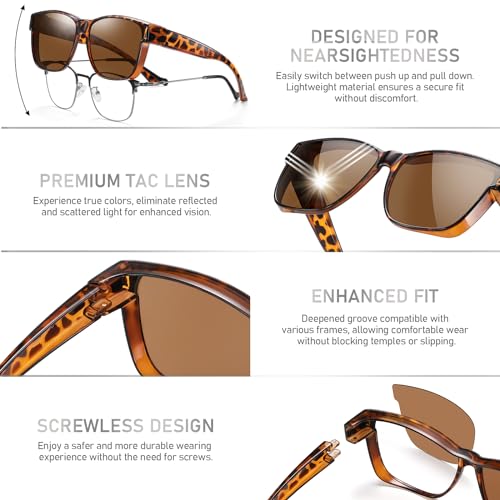 Image of GEGURI Polarized Sunglasses Fit Over Glasses for Men Women, Oversized Square Sun Glasses UV400 Protection Shades