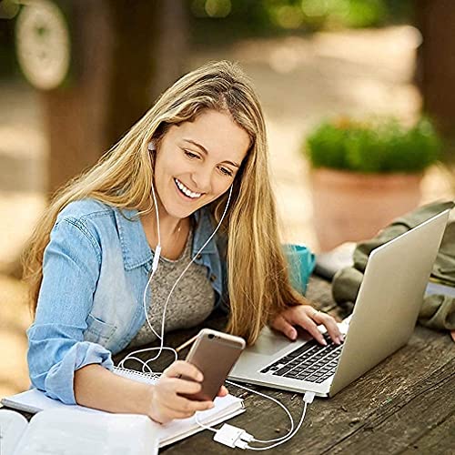 Apple Mfi Certified Lightning To 3.5Mm Headphones Dongle Jack Adapter For Iphone,2 In 1 Charger And Aux Audio Splitter Adapter Compatible With Iphone 8 11 12 X Xr Xs Support All Ios System #TOP6