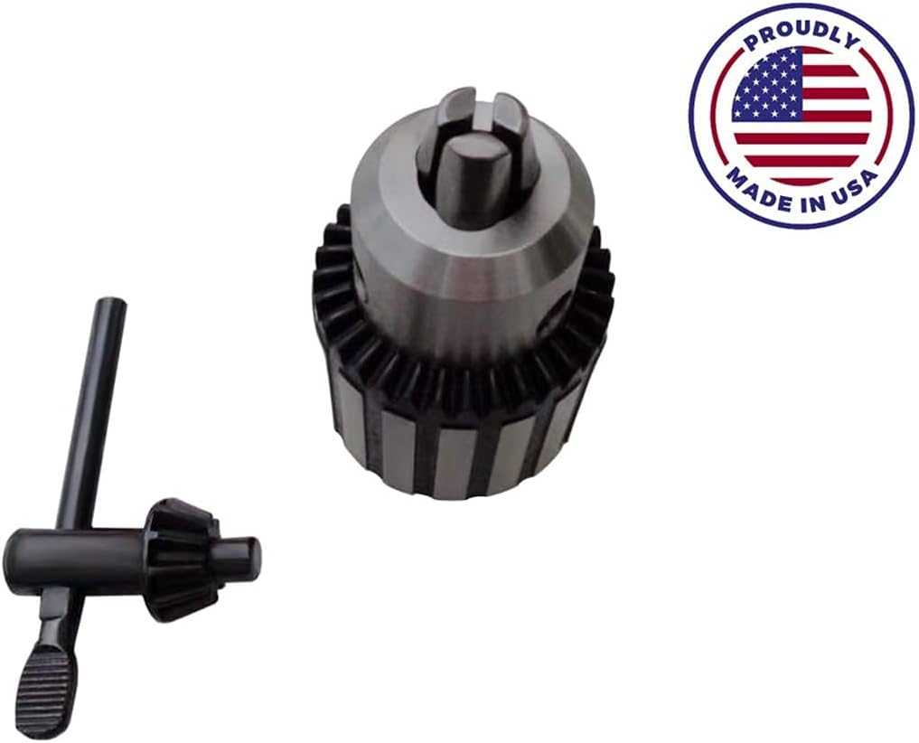 DNLK Drill Chuck Fits Jet Jdp15-1072 - 5/8" Heavy Duty Drill Chuck - Made in USA - Stainless Steel - Keyed Manual Lock - Compatible with Drilling Machine