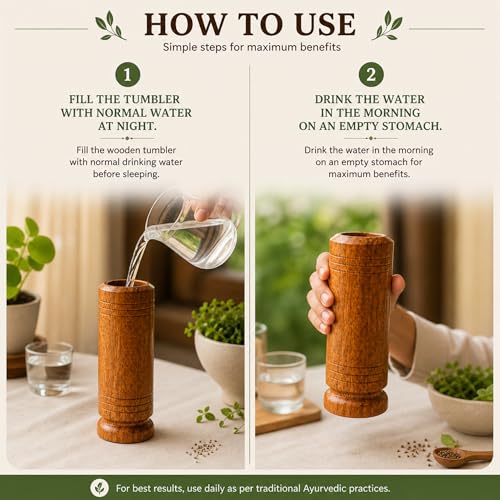 Image of Vijaysar Wood Glass for Diabetes | Lab Certified Approved by Ayurvedic Doctor | Natural Ayurvedic Herbal Wooden Sugar Care Glass 80 ml, Bija Wood Drinking Water Cup for Sugar Balance