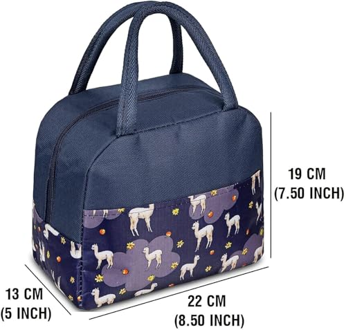 Image of Insulated Lunch Bag for Office, School, Men, Women, Hot & Cold Lunch Box, Tiffin Pouch (White Alpca Lunch Bag (Half Print))