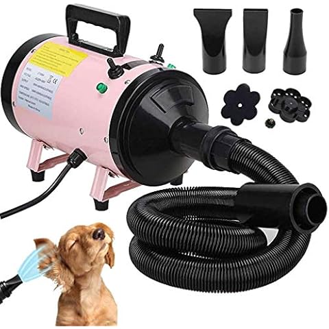 2800W Pet Dog Cat Grooming Hair Dryer Hairdryer Blaster Blower Low Noise Washer Heater with 2.5M Hose 3 Different Nozzles (Pink), 2 Year Warranty Cover
