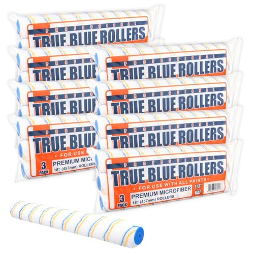 Image of True Blue 18 inch Professional Paint Roller Covers, 18 Inch, Best for All Types of Painting Surfaces, Refill Bulk Pack (24, 1 /2 inch Nap)