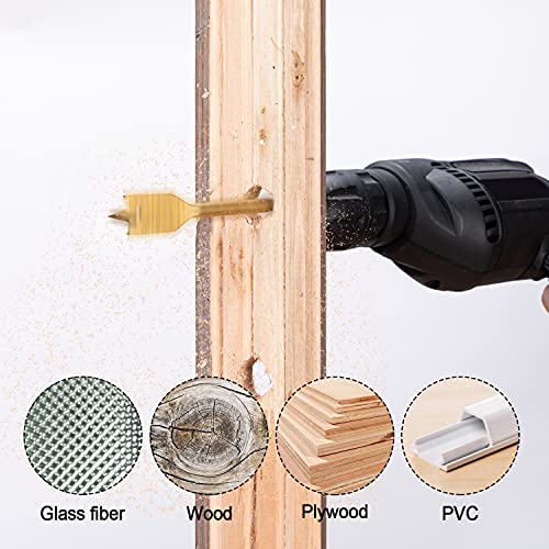 6-Piece Spade Drill Bit Set,Carbon Steel Paddle Flat Bits, For Hole Cutter Woodworking (3/8",1/2", 5/8", 3/4", 7/8", 1") #TOP3
