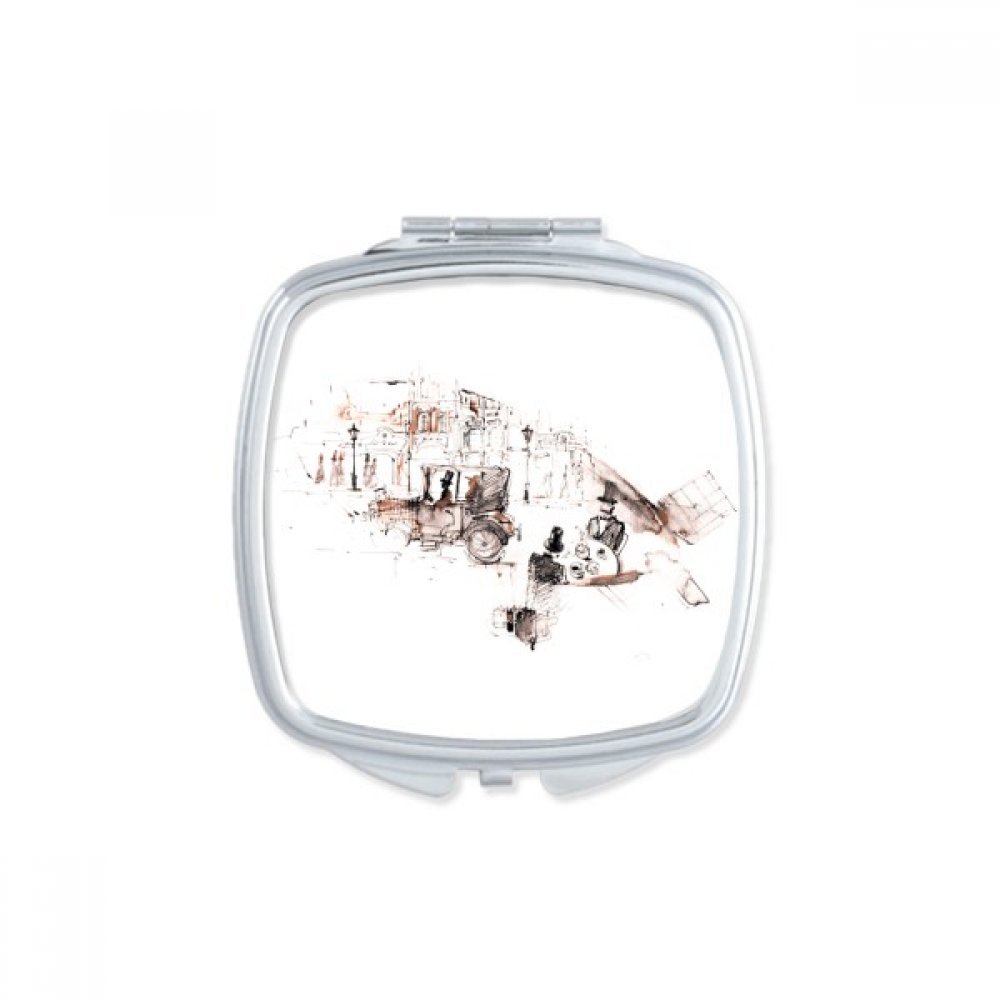 Petite main miroir carré compact pour corriger le maquillage rapidement en extérieur