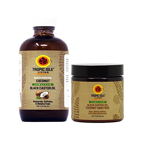 Tropic Isle Living Jamaican Black Castor COCONUT Oil & COCONUT Hair Food
