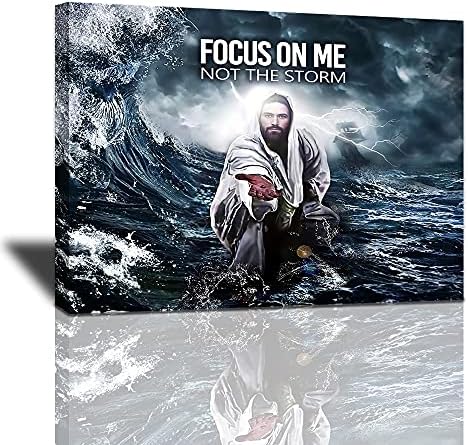 Tourrest Christian Jesus Cross Canvas Wall Art Religious Faith Poster Large Wooden Wall Décor Christ Bible Framed Artwork for Church Bedroom Modern Home Print Painting 16x12 Inch