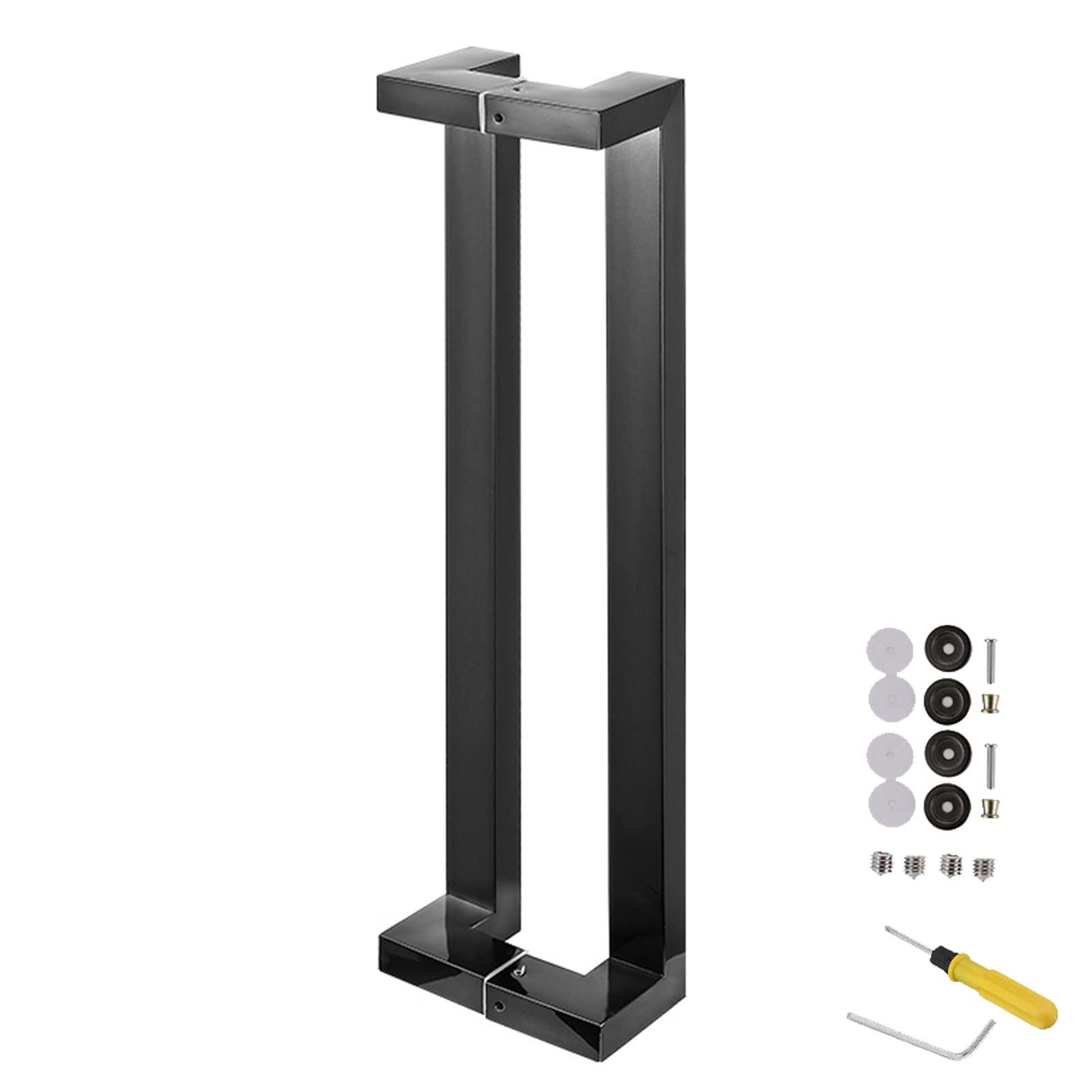 Gthtuhfd Black Matte Door Handle For Bathroom/Garage/Sheds 80Cm/31.5 Inch Exterior/Interior Pull Push Handle With Installation Fittings Pocket Doors Compatible Stylish And,-60Cm/23.6