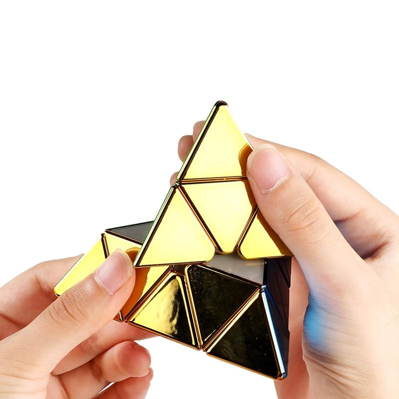 Image of HAWKISTER Adult Sheng(Shou) Legend 3X3 Pyraminx Cube Metallic Mirror Reflective Stickerless Magnetic Pyramid Speed Cube Steel Ball Version Puzzle