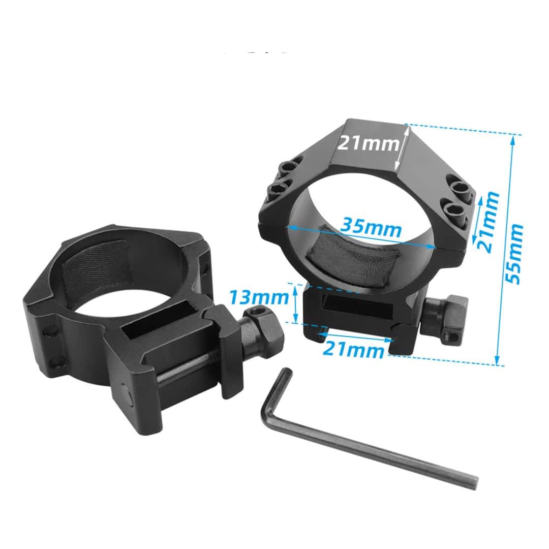 Coppia di anelli per montaggio mirino ottico 35MM, supporto mirino ottico, base doppia chiodata piano, binario guida 21MM P/W