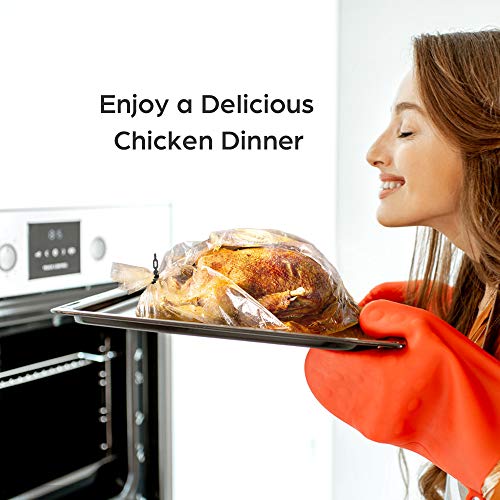 WRAPOK Large Turkey Roasting Bags Cooking Oven Chicken Bag For Meat Poultry Fish Seafood Vegetable - 10 Bags (21.6 x 23.6 Inch)