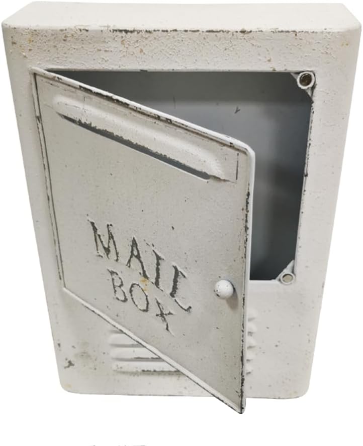 Shabby Chic Wall Mount Mailboxes,Waterproof Metal Vintage Decorative Cast Iron Letter Box for Home Office Indoor Outdoor Entryway Gate Decoration