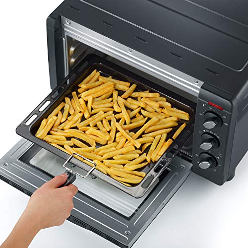 SEVERIN Back- und Toastofen, Mini Backofen mit Grillrost, Backblech und Krümelblech, vielseitiger Ofen mit 20 L Kapazität, 1.500 W, schwarz, TO 2067 6