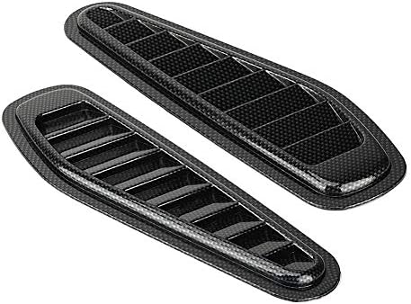 Aramox Air Flow Intake Cover, 2pcs Carbon Fiber Style Car Decorative Air Flow Intake Scoop Bonnet Vent Hood Cover Universal