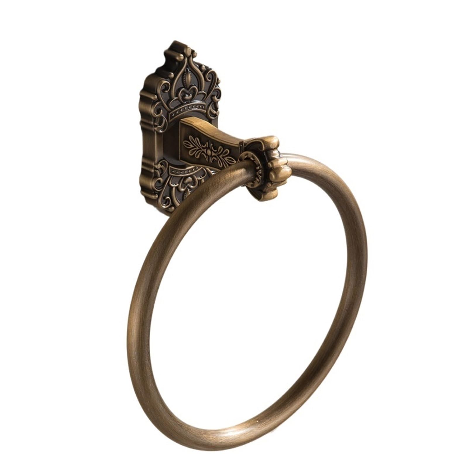 Solid Aluminium Wall-Mounted Round Antique Brass Color Towel Ring Bathroom Holder Rack For Accessories Easy Maintenance