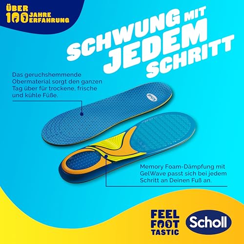 Scholl GelActiv Everyday Einlegesohlen für Frauen, Den ganzen Tag komfortable Füße, Memory Foam-Dämpfung und GelWave-Technologie passen sich den Füßen an und bietet höchsten Komfort, Größe 35.5-40.5
