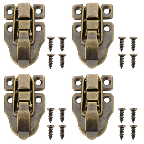 NIYATA 4Pcs Fermoirs pour Boite en Bois, Rétro Loquet de Fermeture Malle et Coffre, avec Vis,Loquet Boîtes Petite Taille Rétro Fermoir pour Boîte à...