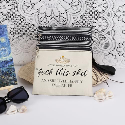 Funny Crown Woman Crossbody Bag A Wise Woman Once Said F This S Messenger Bag Travel Adjustable Shoulder Strap Crossbody Purse Birthday Gift for Women3