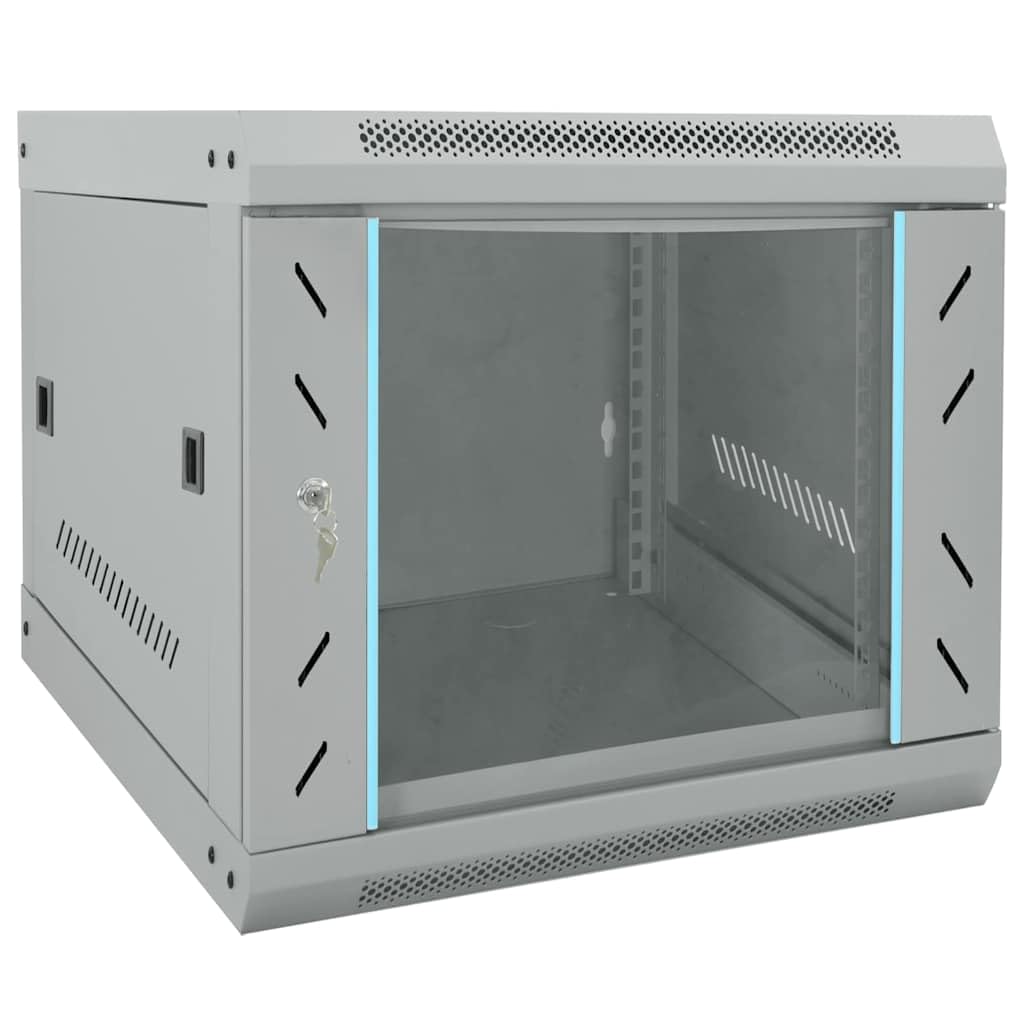Armario de red de acero con almacenamiento para NAS y servidores domésticos, 53 x 60 x 45 cm, sistema de almacenamiento gris para enrutador LAN Ethernet, copia de seguridad y sincronización
