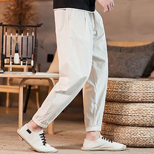 Men Hippie Harem Drawstring Pants Summer Baggy Boho Solid Yoga Pants Loose Casual Drop Crotch Trouser with Pockets2