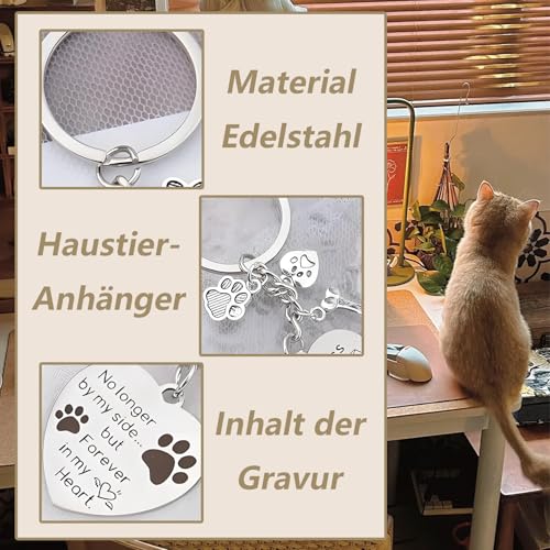 Kisstta Schlüsselanhänger Hund, Erinnerung Hund, Edelstahl Schlüsselanhänger Pfotenabdruck, Trauergeschenk mit Gravur für Familie Lieben Freunde