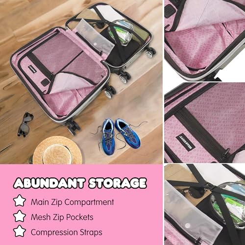 Concept One Hello Kitty 2 Piece Rolling Luggage, Hardside Suitcase with Spinner Wheels, 21 and 29 Inch, Black3