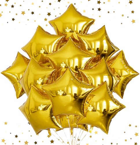 Adeyoo 20Pcs Gold Star Balloons Foil Balloons 18Inch Large Star Shaped Balloon Mylar Star Helium Balloon for Graduation Birthday Wedding Baby Shower Magical Prom Anniversary Party Decorations