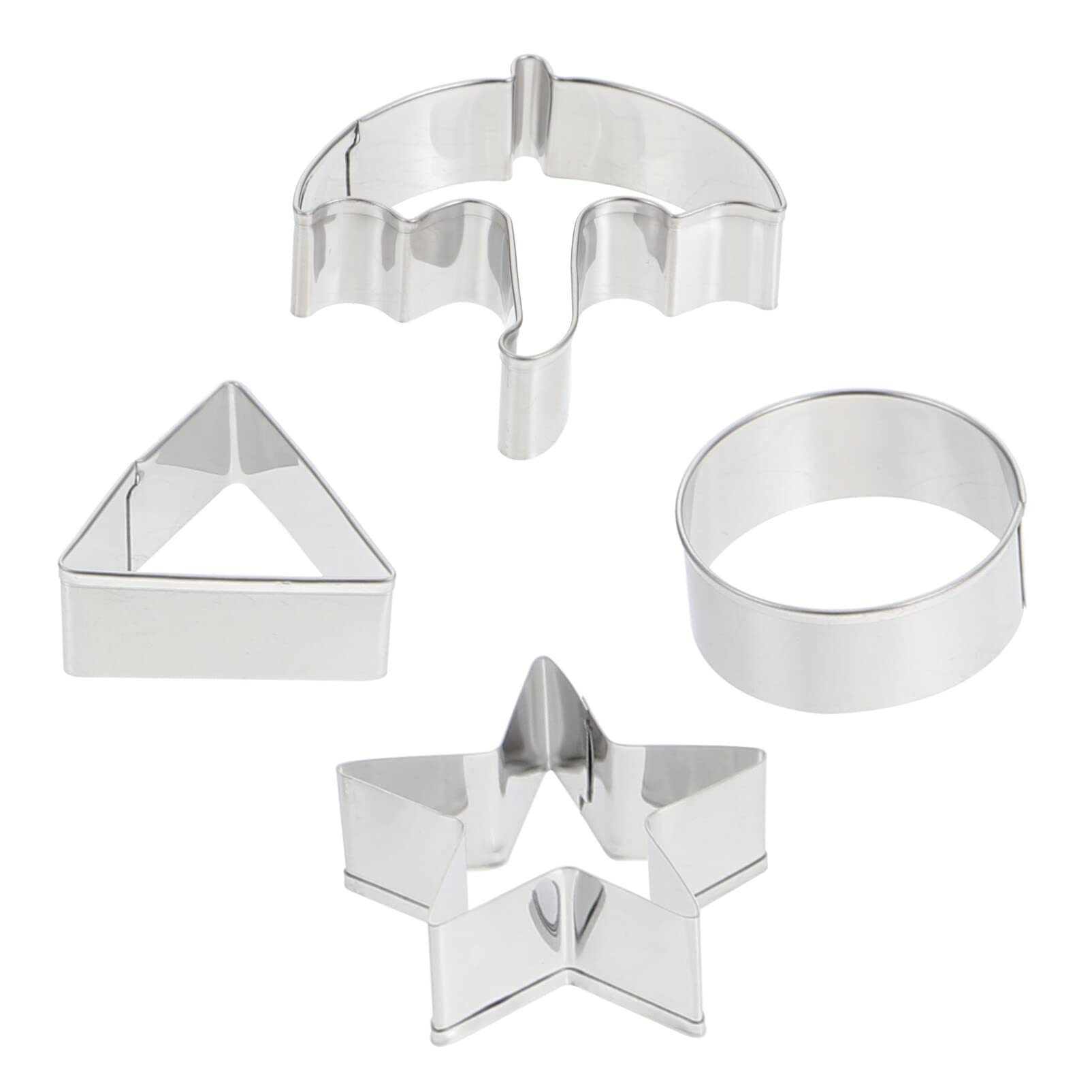 PRETYZOOM Dalgona Korean Sugar Game Toys, 4pcs Stainless Steel Triangle, Circle, Star, Umbrella Cookie Cutters Sugar Pie Press Molds Cookie Decorating Kit for Squid Challenge Gifts