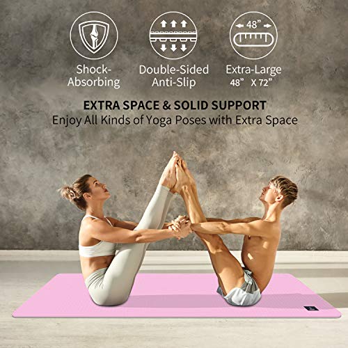 image for CAMBIVO Large Yoga Mat (6' x 4' x 6mm), Extra Wide TPE Mat for Men and