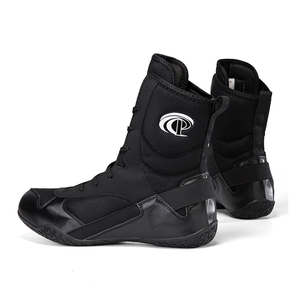 Scarpe da Wrestling da Boxe Alte, Stivali Sportivi da Combattimento Traspiranti Antiscivolo Calzature da Competizione da Uomo e giovanili