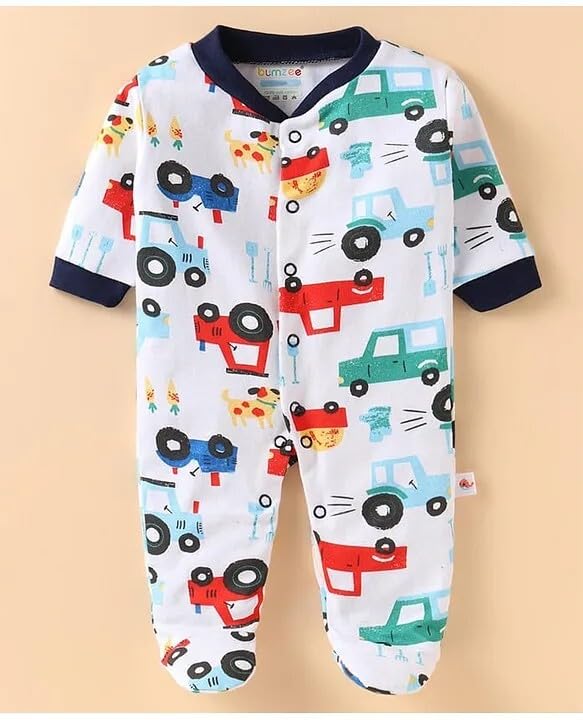 Image of New Born Baby 100% Cotton Rompers for Sleepsuits Jumpsuit Night Suits for Baby Boys & Girls |Onesies| Infant Clothes Pack of 3