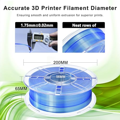 Image of iBOSS Dual Color Silk Blue Green PLA Plus Co-Extrusion 3D Printing Filament, Shiny Sapphire Blue Lime Green 2 Colors in 1 3D PLA, 1KG 2.2lbs 1.75mm+ /-0.02mm Silk PLA+ Filament(Silk Blue&Green)