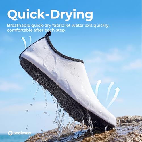 Image of SEEKWAY Water Shoes Quick-Dry Aqua Socks Barefoot Slip-on for Beach Pool Swim River Yoga Lake Surf Women Men Black SK001