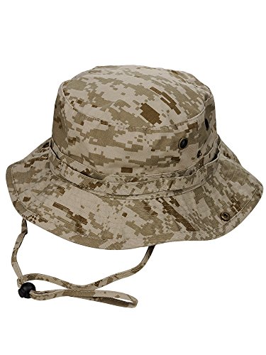 MG Men's Washed Cotton Twill Chin Cord Outdoor Hunting Hat, Desert Digital, XL
