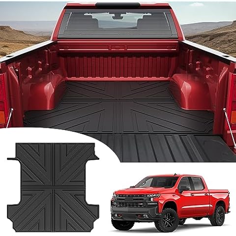 JTYZSM Truck Bed Mat for 2019-2025 Chevy Silverado/GMC Sierra 1500 5.8FT Crew Cab Short Bed All Weather TPE Trunk Bed Liner for 19-25 Chevrolet Silverado Sierra Cover