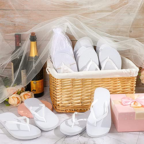 96 Pairs Flip Flops Bulk for Wedding Party Guest Sandals Pack Casual Slippers with Assorted Size Card Sign and Drawstring Bag3