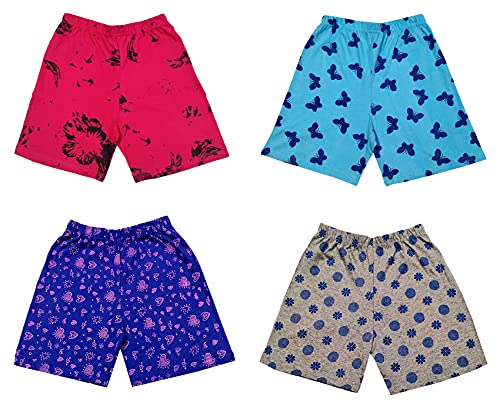 Image of indi weaves Girls Cotton Printed Shorts (Pack of 4)