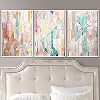 3 Piece Framed Canvas Wall Art Abstract Colorful Cool Geometric Canvas Prints Home Artwork Decoration for Living Room,Bedroom - 16