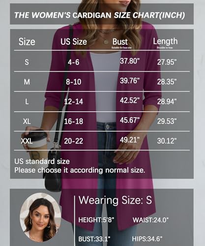 Image of YSYOKOW Womens Open Front Long Cardigan 3 /4 Sleeve Lightweight Knit Cardigan Casual Layering Spring Summer