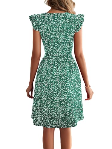 Image of HELYO Women's Summer Dresses Cute V Neck Ruffle Sleeve Cocktail Short Work Casual Dress with Pockets 648