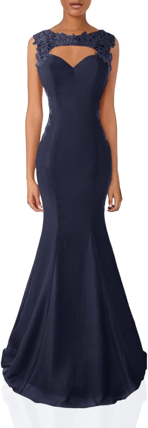 Women's Sleeveless Mermaid Chiffon Long Evening Dress