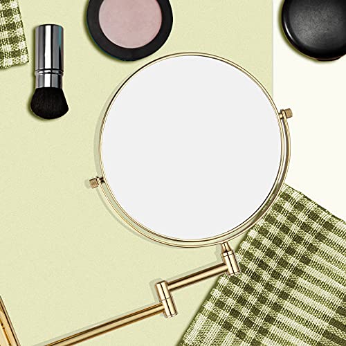 Nicesail 8 Inch Double-Sided Wall Mounted Mirror, Magnified 7X Makeup And Shaving Mirror, Height Adjustable-Gold #TOP5