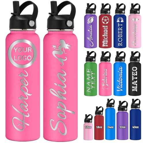 Personalisierte Trinkflasche mit Namen Graviert Logo 350/530/700/950/1150Ml Edelstahl Wasserflaschen mit Stroh Deckel Griff Doppelwand Isoliert Thermosflaschen Geschenke für Schule Sport Büro Personalisierte Trinkflasche mit Namen Graviert Logo 350/530/700/950/1150Ml Edelstahl Wasserflaschen mit Stroh Deckel Griff Doppelwand Isoliert Thermosflaschen Geschenke für Schule Sport Büro